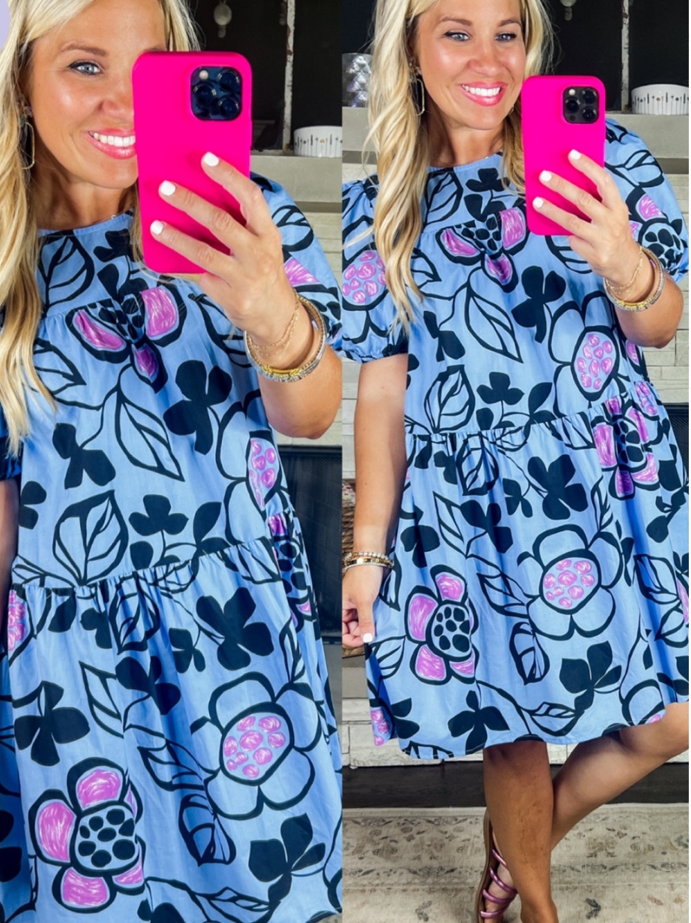 NWT First Love by Lovelyn Forever Fun Dress Blue Floral Size Small